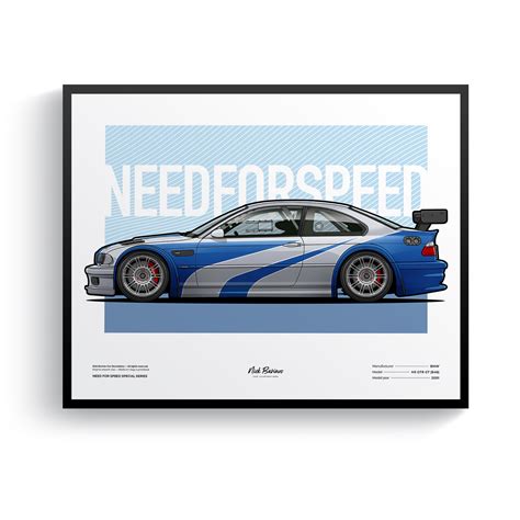 Купить постер с автомобилем Постер BMW M3 GTR GT (E46) 2001 — Need for ...