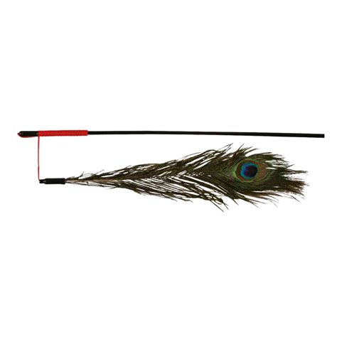 Playing rod with peacock feather, plastic, 47 cm - Chanelle Pet