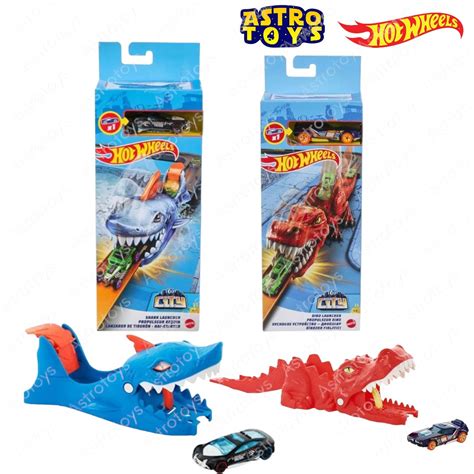 Track Hot Wheels City Nemesis Shark Launcher Dino Launcher Pelontar Mobil Hotwheels Original