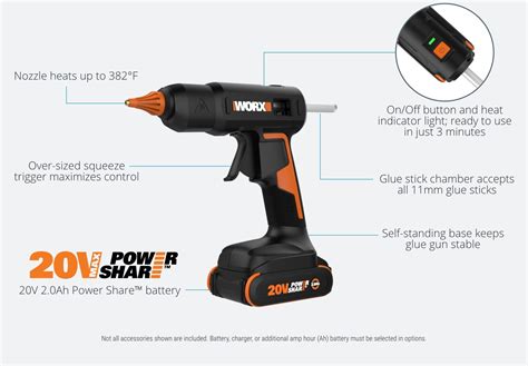 20V Full Size Cordless Hot Glue Gun Tool Only WORX