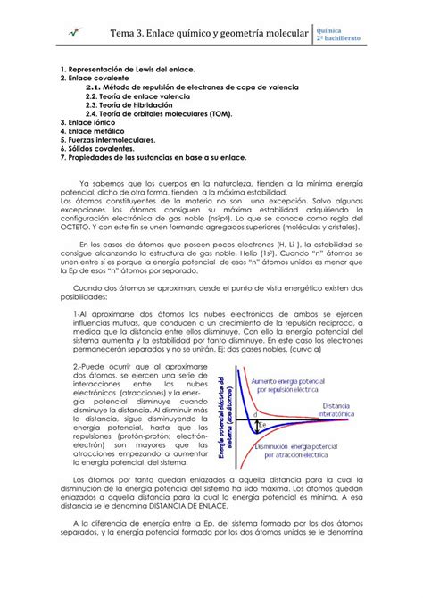 Pdf Tema 3 Enlace Químico Y Geometría Molecular · Tema 3 Enlace Químico Y Geometría