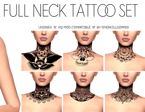 Neck Tattoos Miisskirah Sims Tattoos Sims Piercings Sims Porn