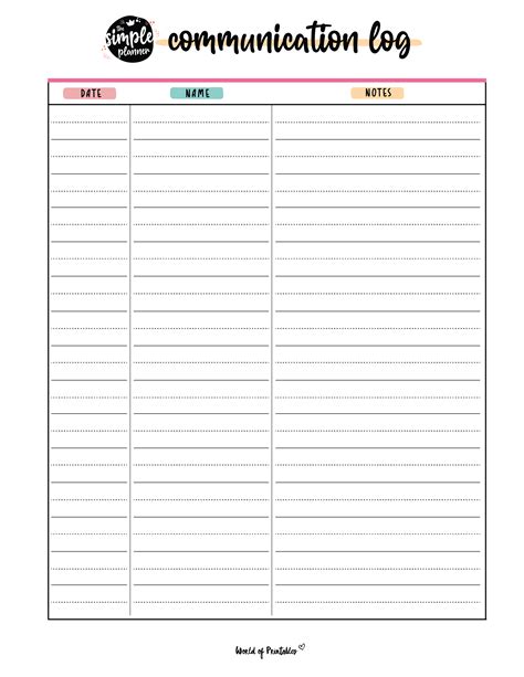 Printable Communication Log