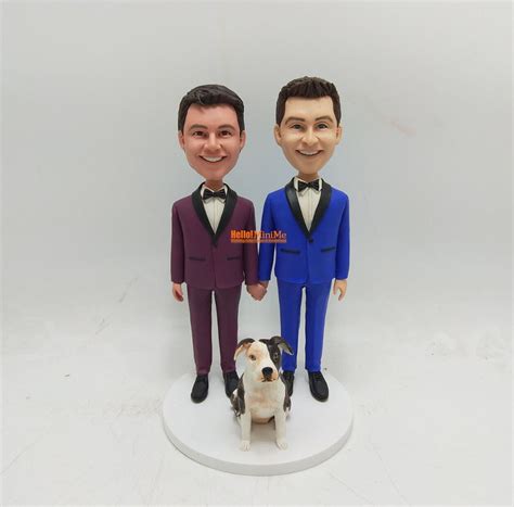 Same Sex Wedding Cake Topper Gay Bobblehead Gay Wedding Cake Topper Custom Bobble Head Same Sex