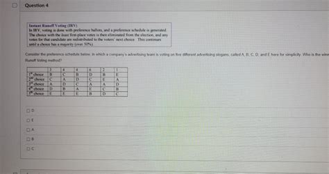 Solved Instant Runofr Voting Irv In Irv Voting Is Done