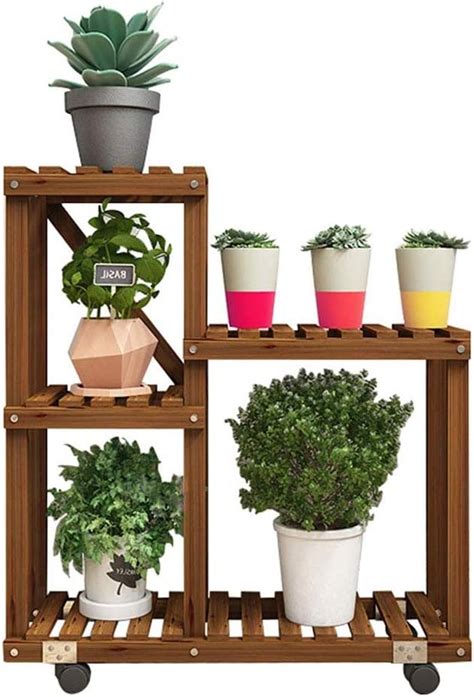 Stand De Plante Étagère à Fleurs en Bois Porte Pots Porte Pots De