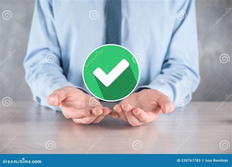 Hand Holds Green Icon Check Mark Check Mark Sign Tick Icon Right Sign