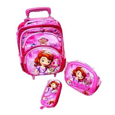 Kit Mochila Infantil Princesa Sofia Rodinha Estojo Lancheira Em