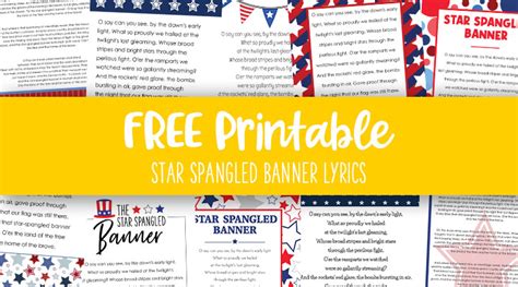 Star Spangled Banner Lyrics 10 Free Printables Printabulk