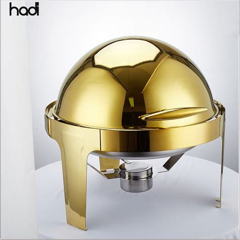 Hotels Cheffing Dishes Commercial Cheap Golden Brass Round Roll Top