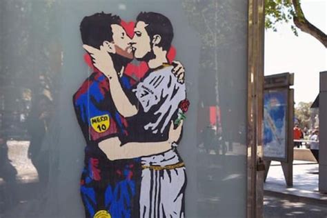 Ronaldo, Messi Kissing Graffiti Causes Stir Ahead of El Clasico