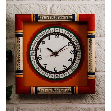 Buy Unravel India Warli Painted Wooden Wall Clock Online Clock Wall