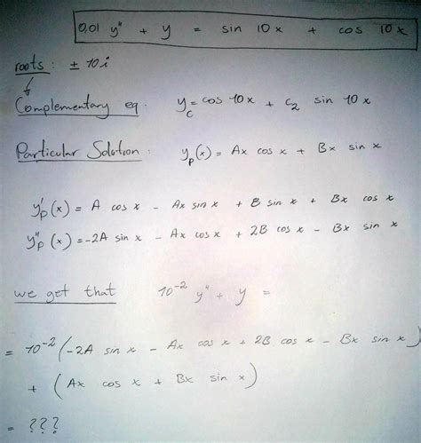 Ordinary Differential Equations Unable To Solve Particular Solution