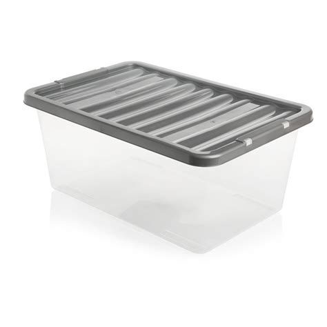 Wilko 45l Storage Box With Silver Lid Wilko