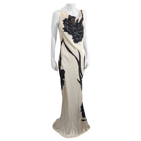 John Galliano Rare Dolores Intarsia Carnation Bias Evening Dress For