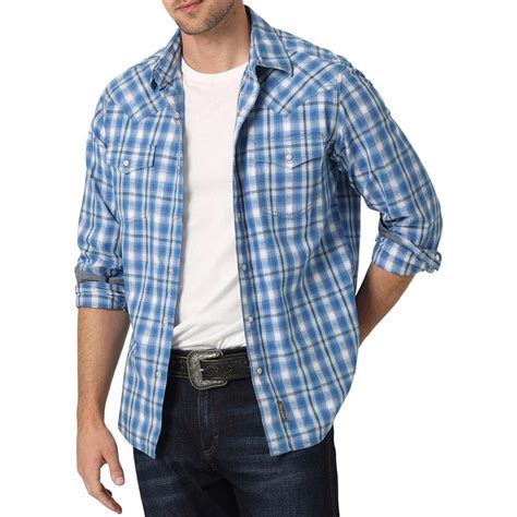 Wrangler Mens Retro Premium Plaid Snap Shirt Lammles Lammles Western Wear