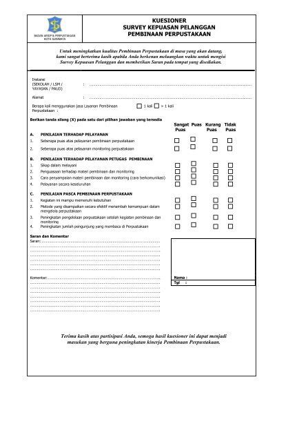 Contoh Form Survey Kepuasan Pelanggan 48 Koleksi Gambar