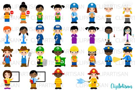 Community Helpers Clipart, Jobs, Professions, Occupations By ClipArtisan | TheHungryJPEG