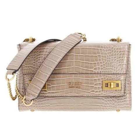 Sac à main Katey croc flap shoulder bag lt rhum Guess Unique Marron