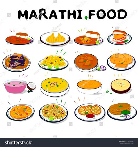 Marathi Food Meal Vector All List Stock Vector (Royalty Free ...