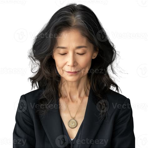 Elegant Mature Asian Businesswoman With A Thoughtful Expression 43474719 Png