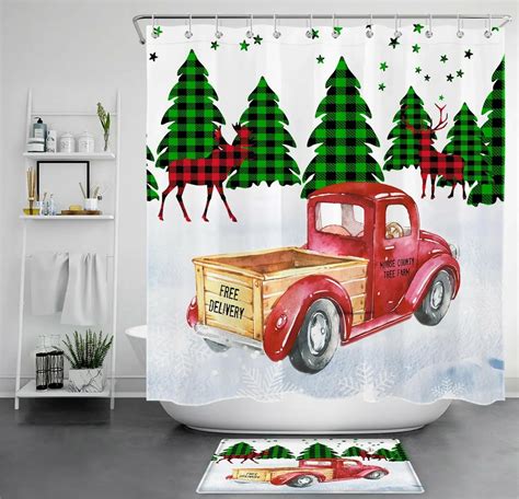 Inpercust Festive Holiday Truck With Cedar Pine Trees And Wildlife