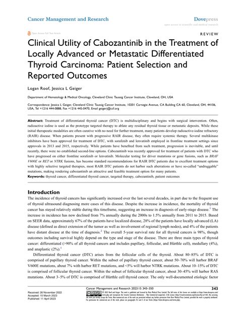 PDF Clinical Utility Of Cabozantinib In The Treatment Of Locally