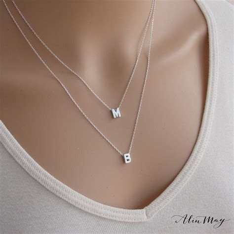 Sterling Silver Initial Necklace Personalized Jewelry Etsy Israel