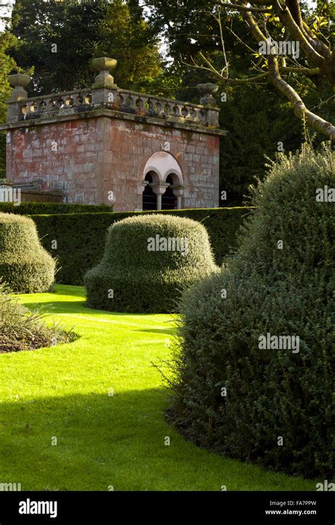 Topiary above the Dahlia Walk at Biddulph Grange Garden, Staffordshire ...