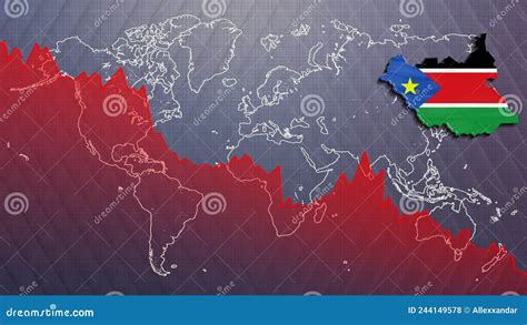 Economic Crisis South Sudan Map and Flag Stock Illustration ...