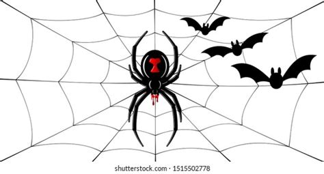 Spider Black Widow Cobweb Red Black Stock Vector Royalty Free 1477036625