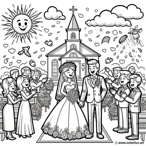 Desenho Casamento Para Colorir - Desenhos para colorir de casamento na igreja Para Baixar ou Imprimir ...