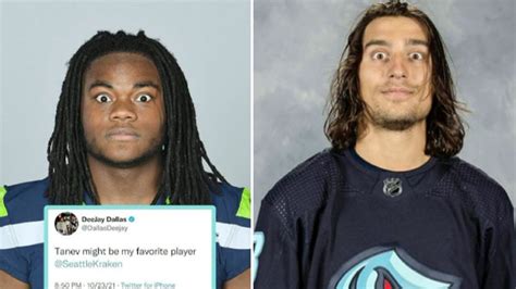 Seahawks player mimics Tanev's look from Kraken picture | NHL.com