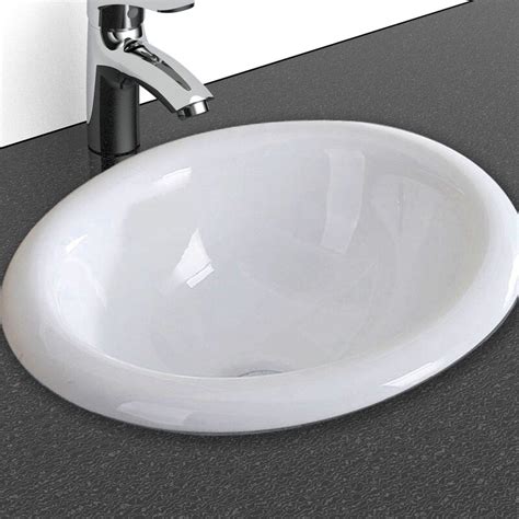 Pengfang Worldwide Llc White Ceramic Oval Drop In Bathroom Sink With