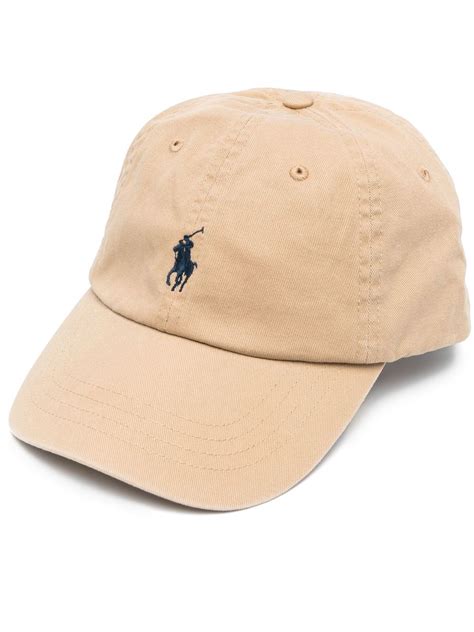 Polo Ralph Lauren Logo Embroidered Baseball Cap Brown Farfetch Uk