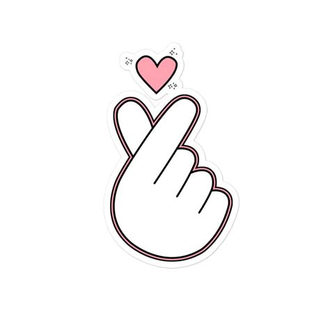 K Pop Finger Heart Sticker Lindo Sticker Coreano Heart Pink Finger