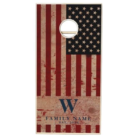 American Flag Rustic Wood Patriotic Cornhole Set | Zazzle