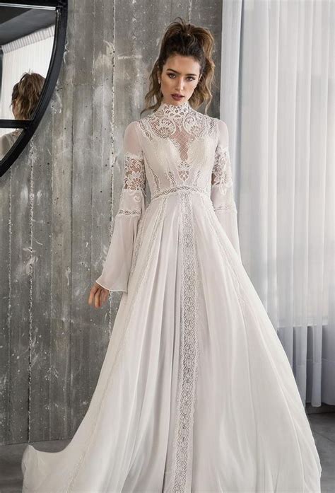 70 Victorian High Neck Style Wedding Dresses Ideas 34 Bohemian