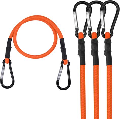 WORKPRO 24 Inch Bungee Cord With Hooks 4 Pack Superior Rubber Heavy