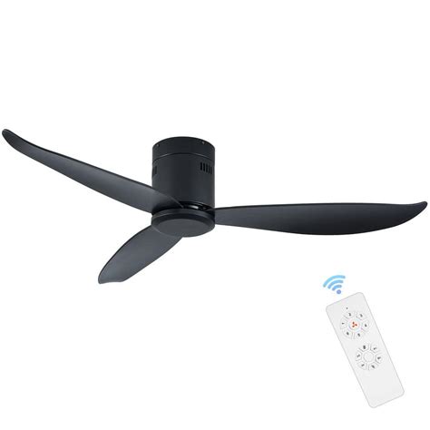 Etokfoks 52 in. Low Profile Ceiling Fan No Light, Black Flush Mount ...