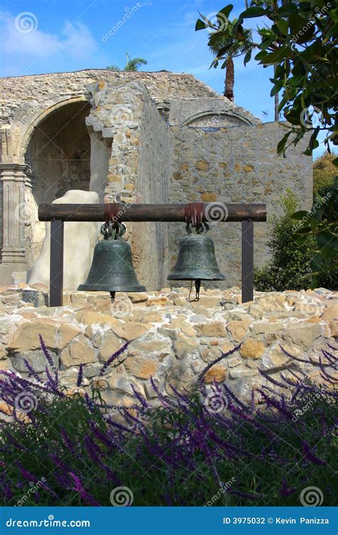 Two Bells Hanging at Mission San Juan Capistrano Stock Photo - Image of ...