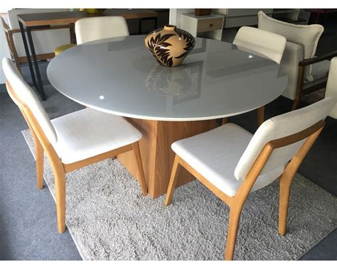 Conjunto Mesa Redonda De Jantar 1 35m AQUILA 4 Cadeiras MONACO