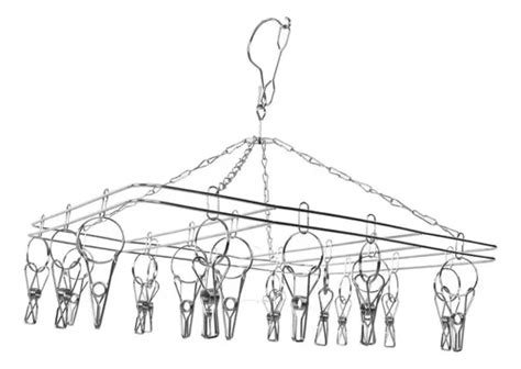 Varal Inox Pratico Calcinha Lingerie Meia Prendedores Prata Parcelamento Sem Juros