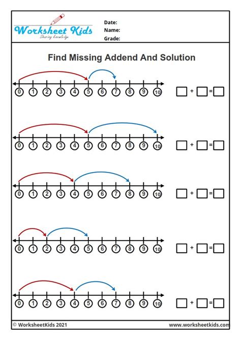 Number Line Addition Worksheets For Grade 1 Free Printable Pdf