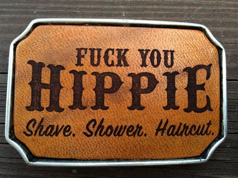 GÜRTELSCHNALLE Fuck you Hippie braun Handgefertigte Buckles ACCESSOIRES RockCatRoll