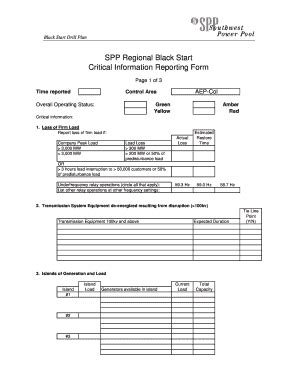 Fillable Online Spp SPP Regional Black Start Critical Information