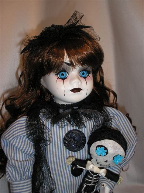 Hand Painted Horror Doll Creepy Girl Doll With Little Voodoo Etsy