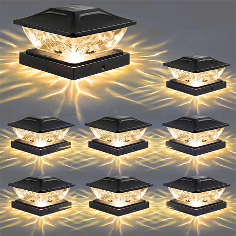 Solar Post Cap Lights Outdoor - 8 Pack 2 Modes Solar Deck Fence Lights ...