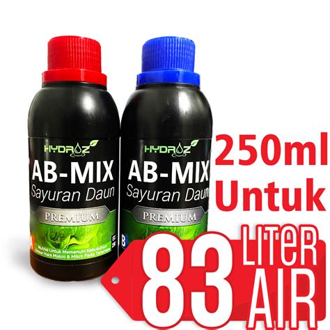 Jual Nutrisi Hidroponik Cair AB Mix SAYURAN DAUN PREMIUM 250 Ml Hydroz