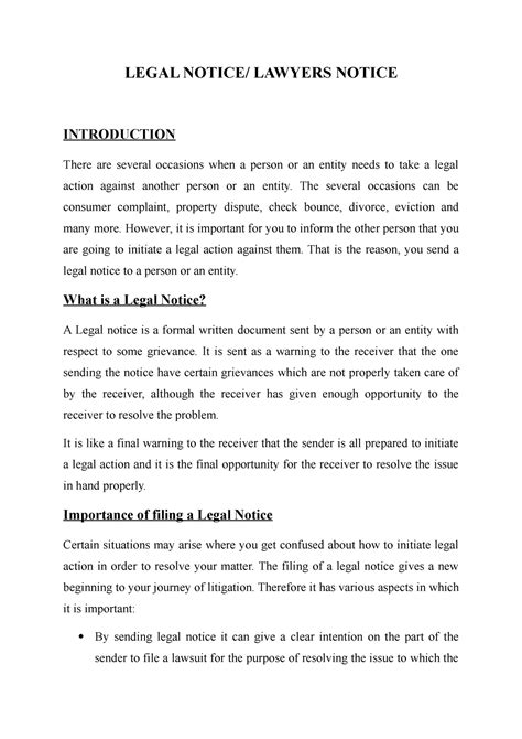 22 12 20 Legal Notice LEGAL NOTICE LAWYERS NOTICE INTRODUCTION There